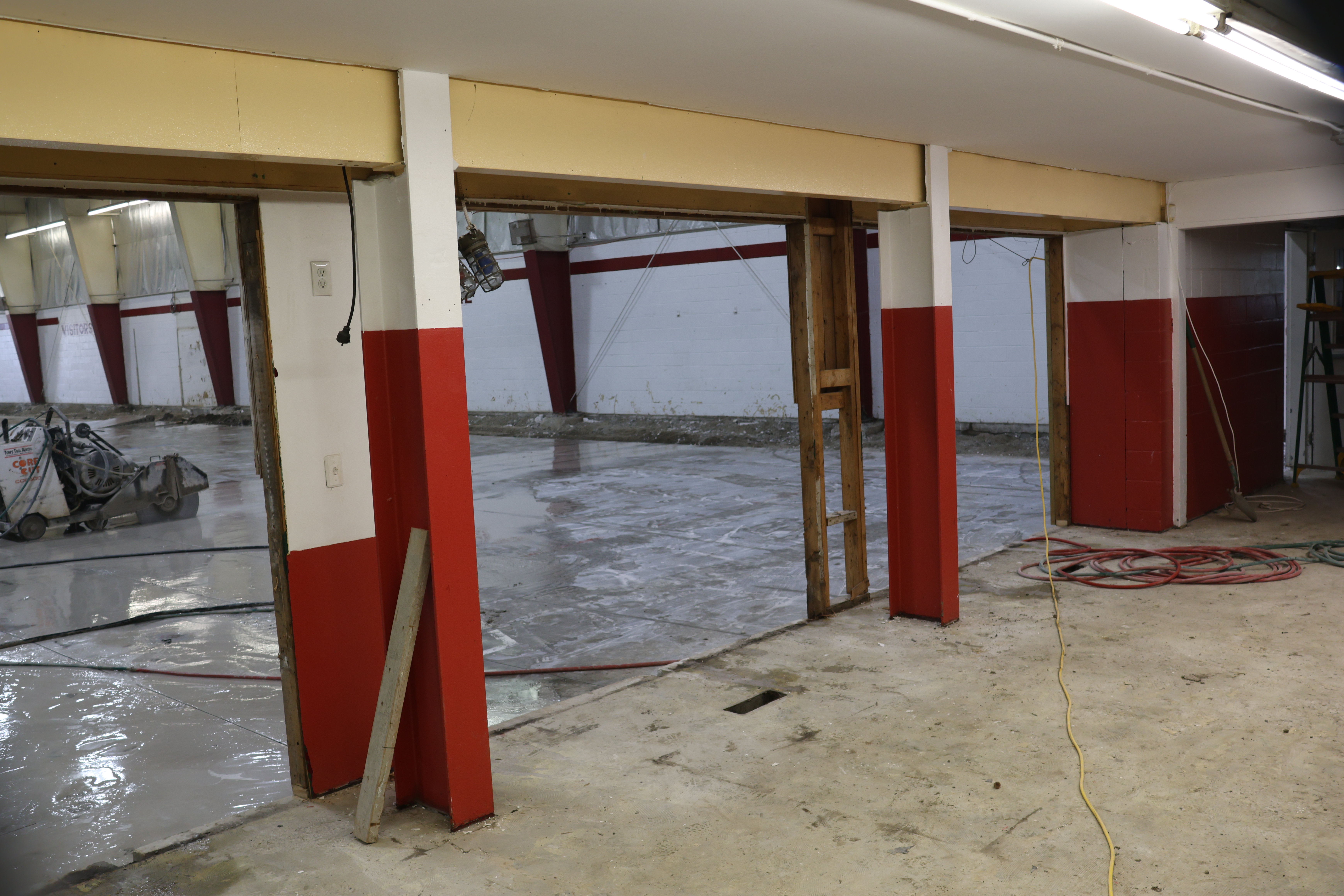 Lobby construction view into ice pad