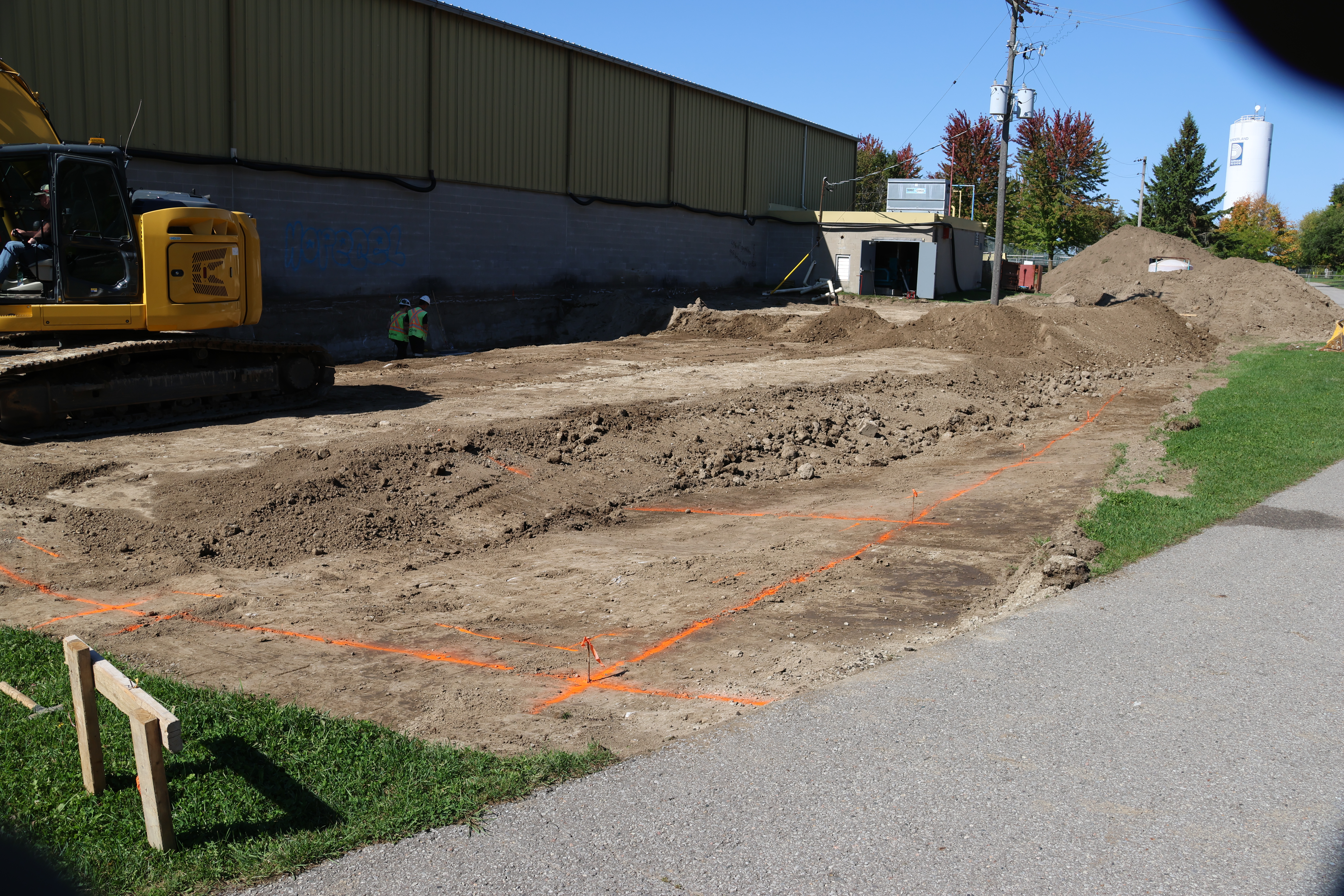 Outside construction of the east wall